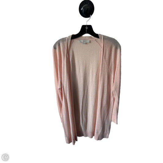 Sweater Cardigan By Loft In Peach, Size: L