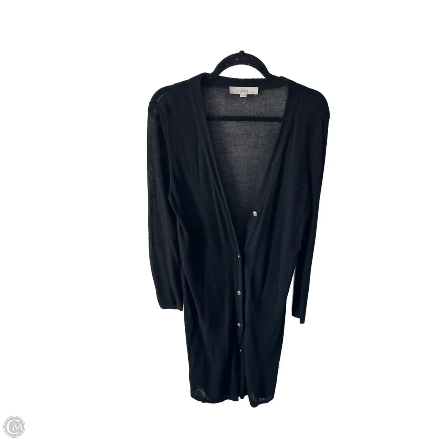 Sweater Cardigan By Loft In Black & Gold, Size: Xl