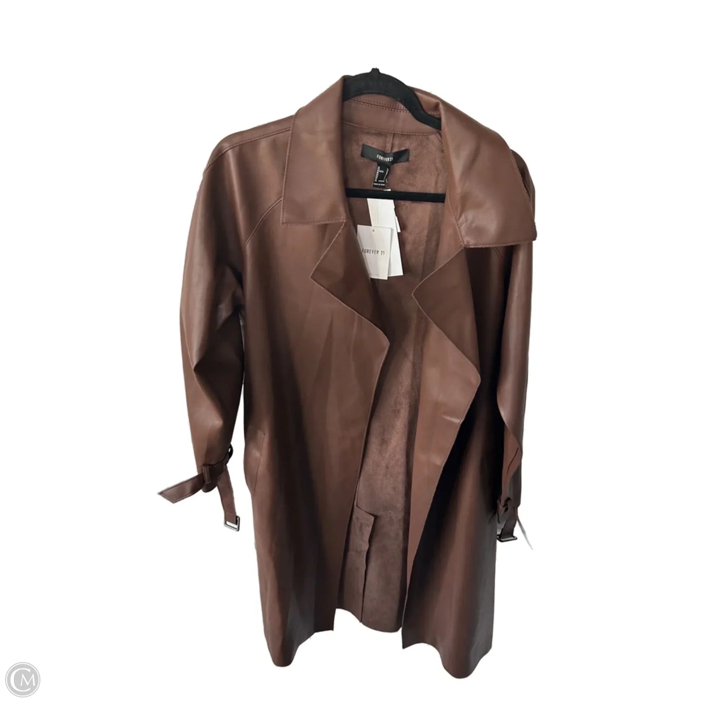 Coat Trench Coat By Forever 21 In Brown, Size: L