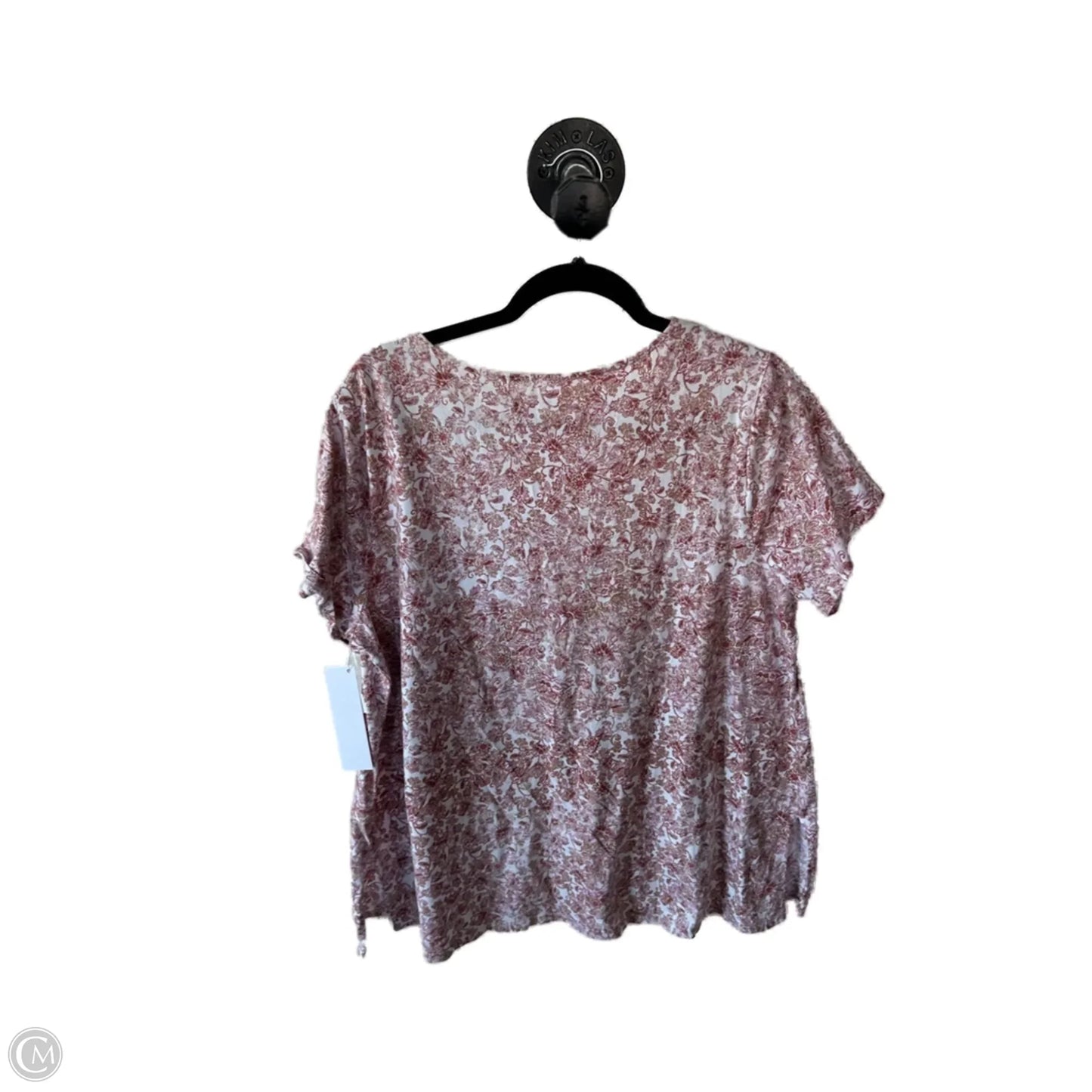 Top Short Sleeve By Pure Jill In Pink & White, Size: Xl