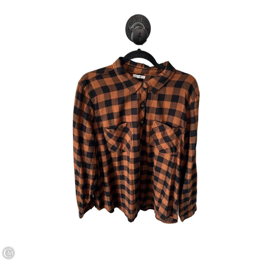Top Long Sleeve By Maurices In Black & Brown, Size: 2x