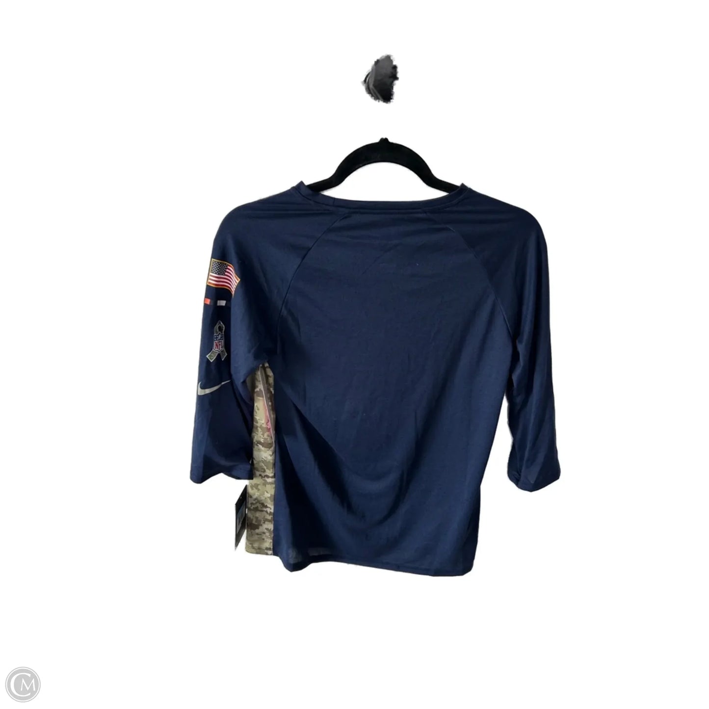 Athletic Top Long Sleeve Crewneck By Nike In Blue & Green, Size: M