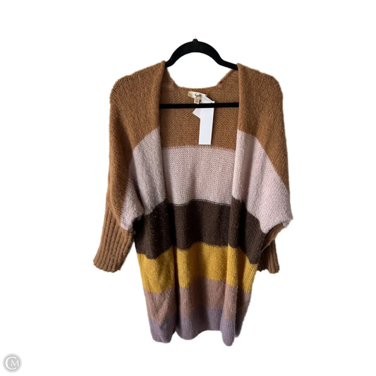 Sweater Cardigan By Clothes Mentor In Brown & Yellow, Size: M