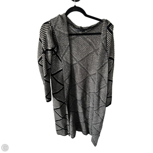 Sweater Cardigan By Sioni In Black & Tan, Size: L