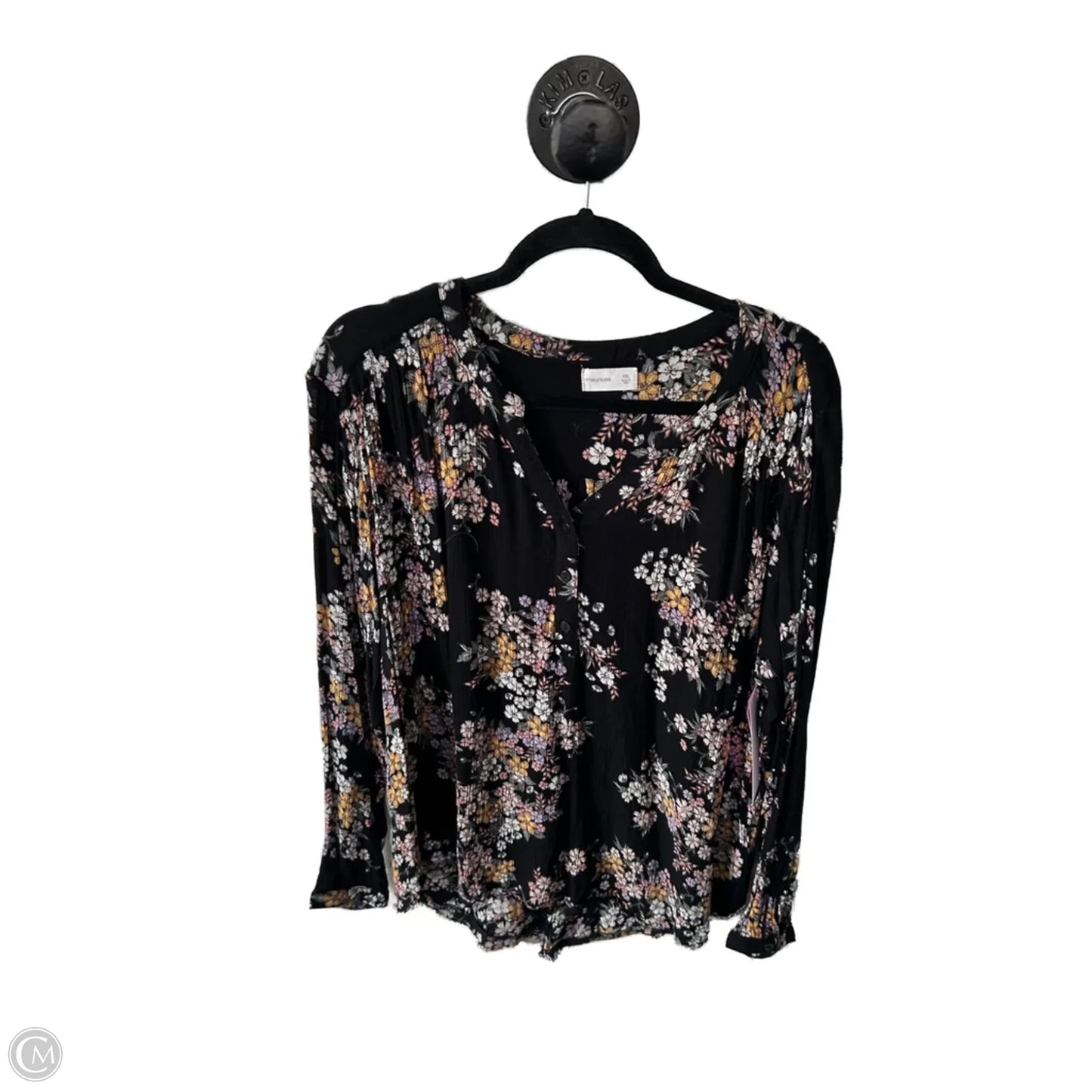 Top Long Sleeve By Maurices In Black & Pink, Size: Xxl