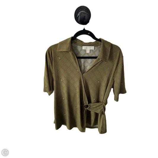 Top Short Sleeve By Michael By Michael Kors In Green & Yellow, Size: L