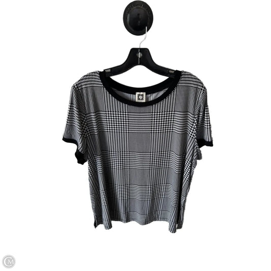 Top Short Sleeve By Anne Klein In Black & White, Size: Xl