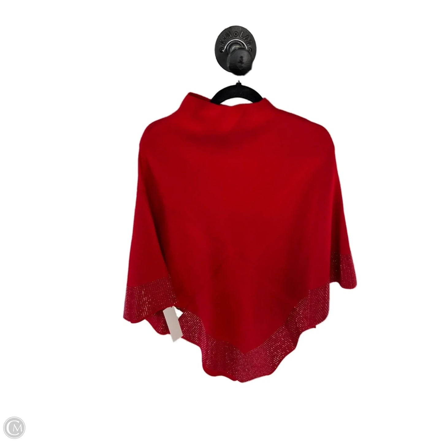 Poncho By Clothes Mentor In Red & Silver, Size: Osfm