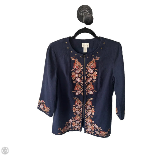 Blazer By Chicos In Blue & Orange, Size: S