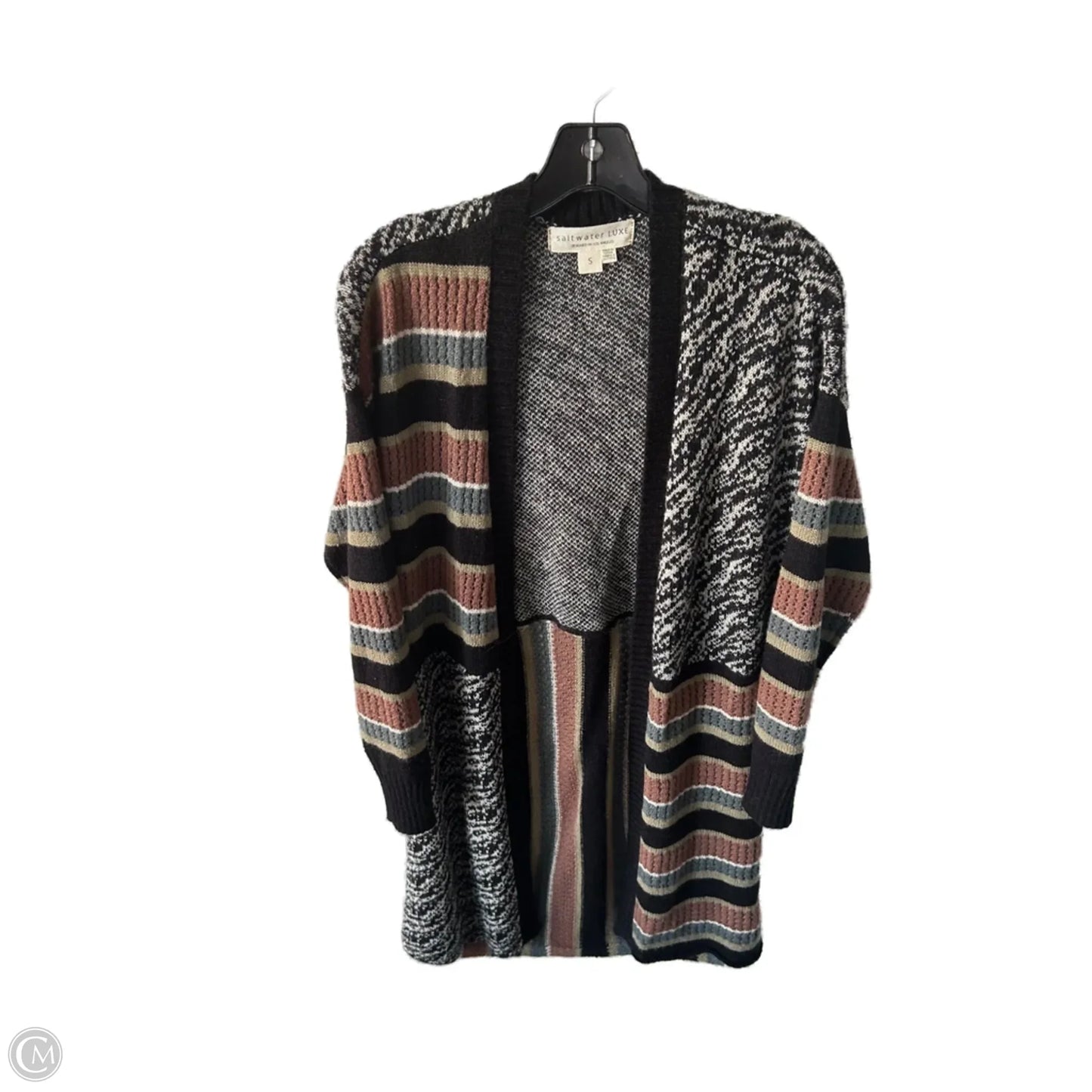 Sweater Cardigan By Saltwater Luxe In Black & Brown, Size: S