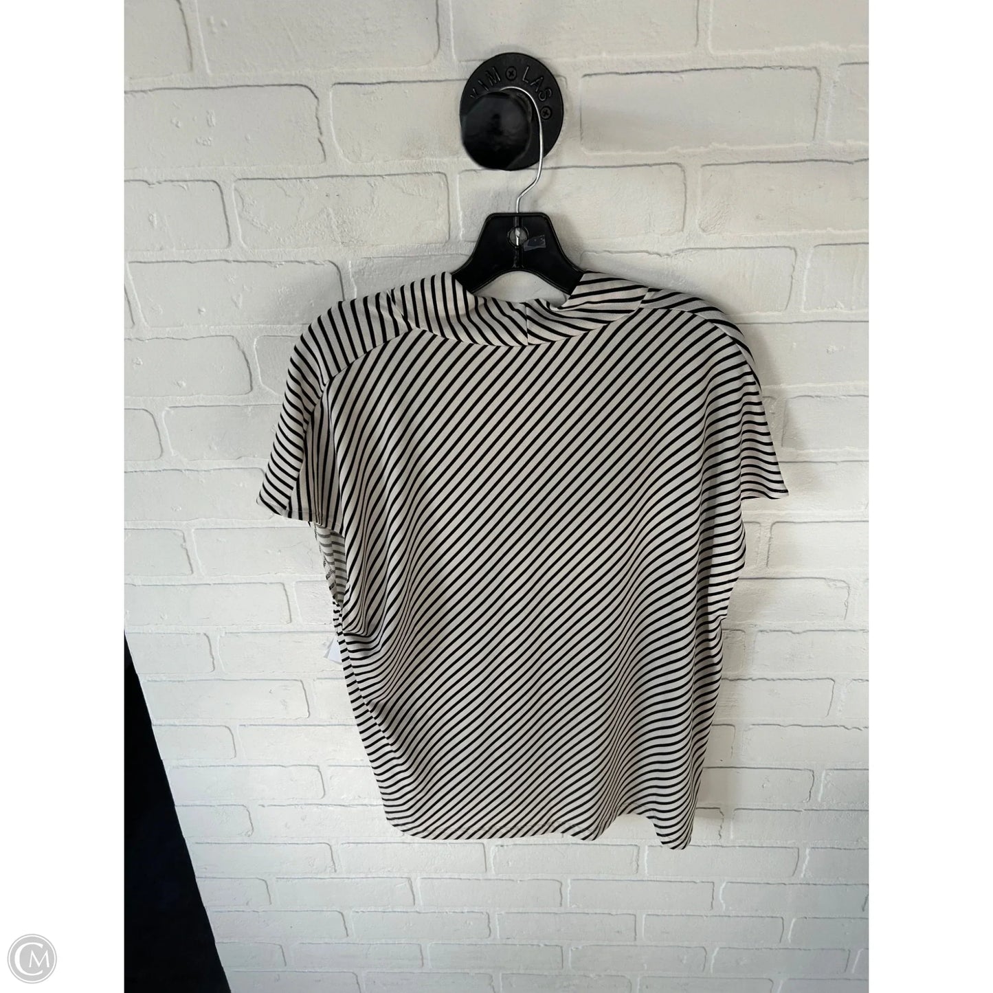 Top Short Sleeve By H&m In Black & Cream, Size: L