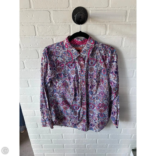 Top Long Sleeve By Talbots In Purple & White, Size: M