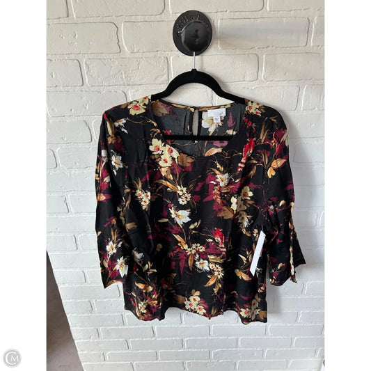 Top 3/4 Sleeve By J. Jill In Black & Red, Size: L