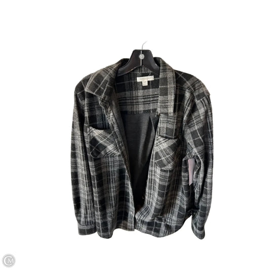 Jacket Shirt By Beachlunchlounge In Black & Grey, Size: L