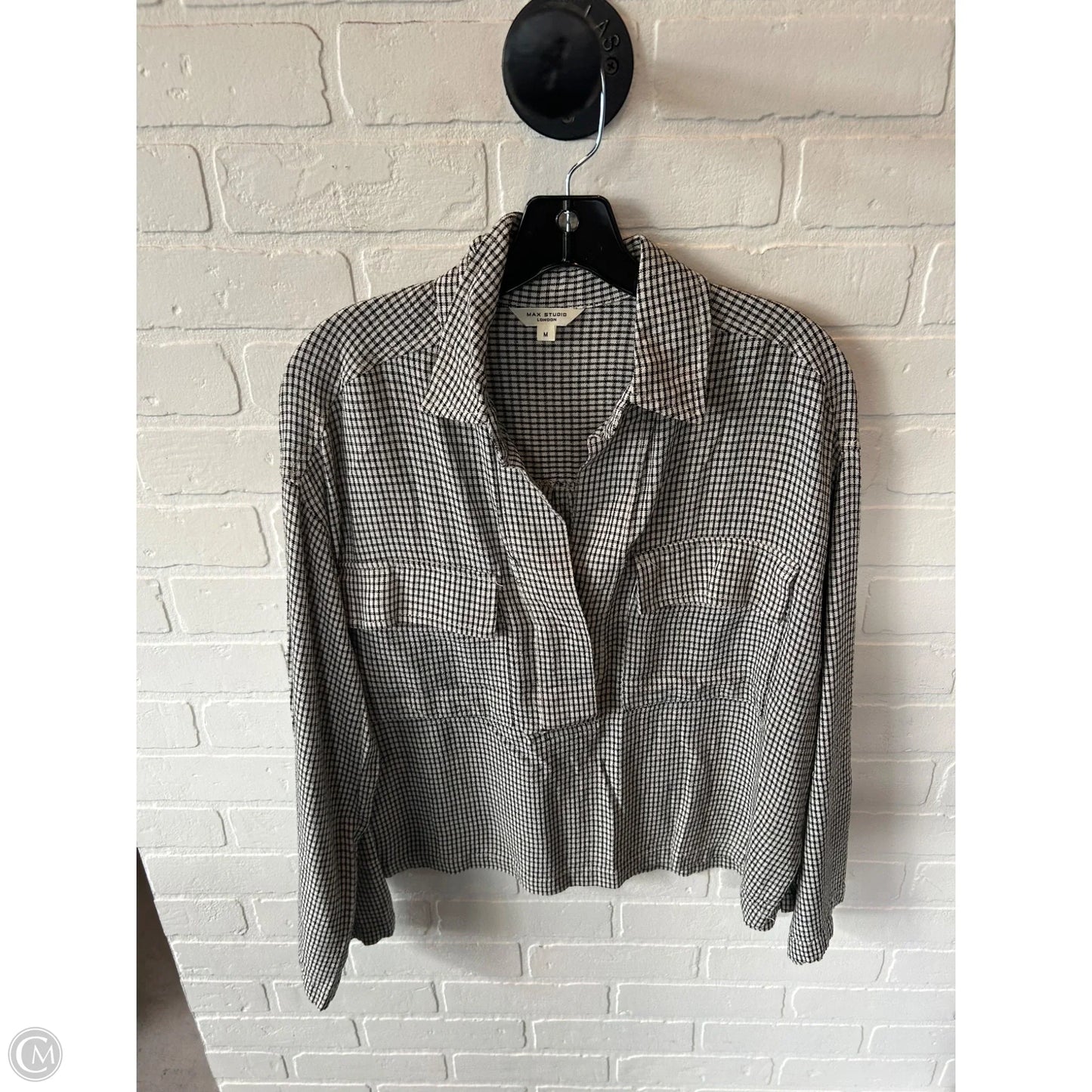 Top Long Sleeve By Max Studio In Black & Grey, Size: M