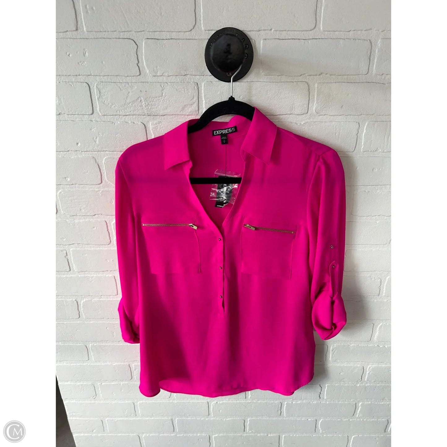 Top Long Sleeve By Express In Pink, Size: S