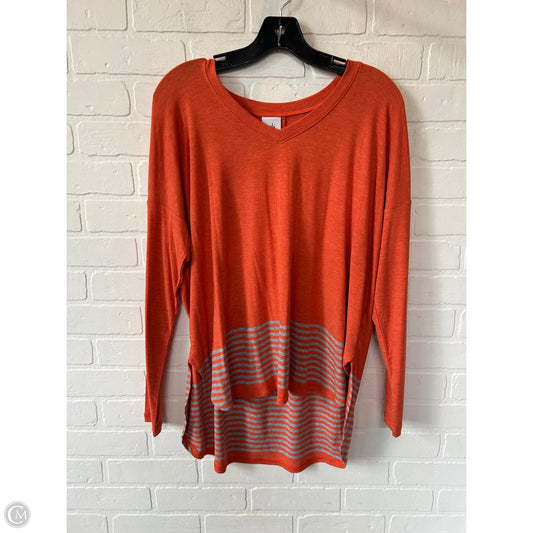 Top Long Sleeve Basic By Cabi In Orange & Silver, Size: S