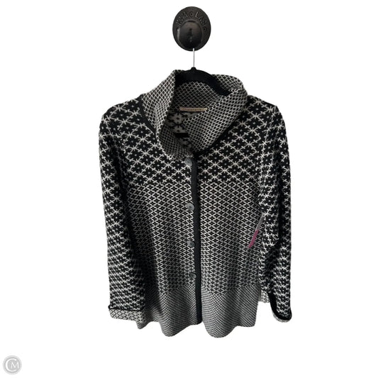 Sweater Cardigan By Clothes Mentor In Black & Grey, Size: L