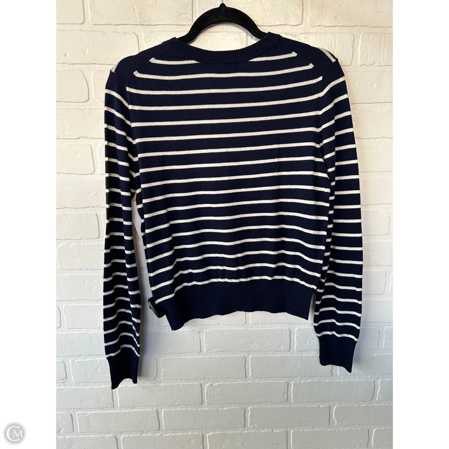 Sweater Cardigan By Gap In Blue & White, Size: M