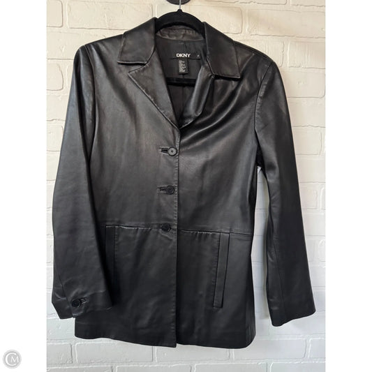 Jacket Moto Leather By Dkny In Black, Size: Xs