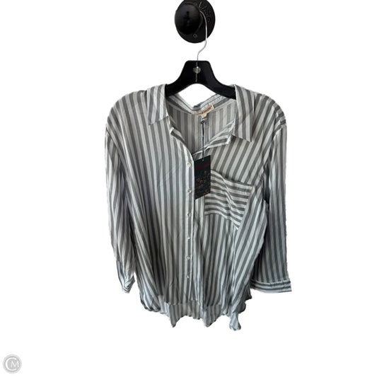 Top Long Sleeve By Grand And Greene In Grey & White, Size: L