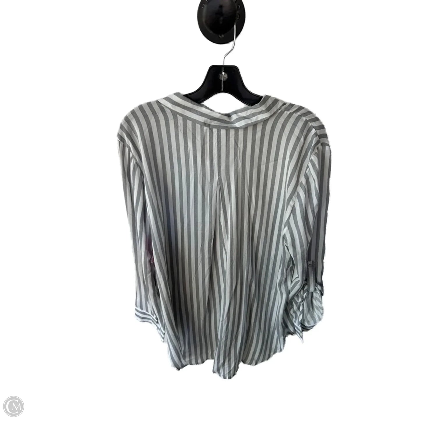 Top Long Sleeve By Grand And Greene In Grey & White, Size: L