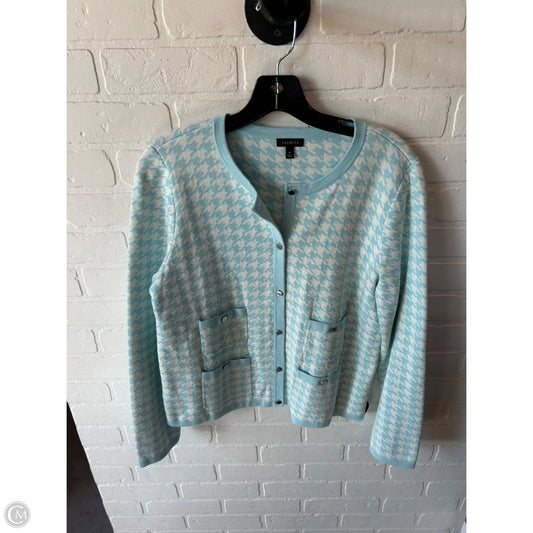Sweater Cardigan By Talbots In Blue & White, Size: M