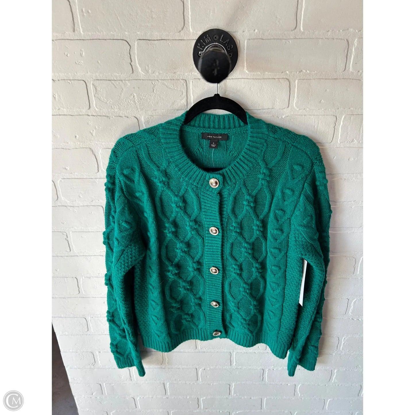 Sweater Cardigan By Ann Taylor In Green, Size: M