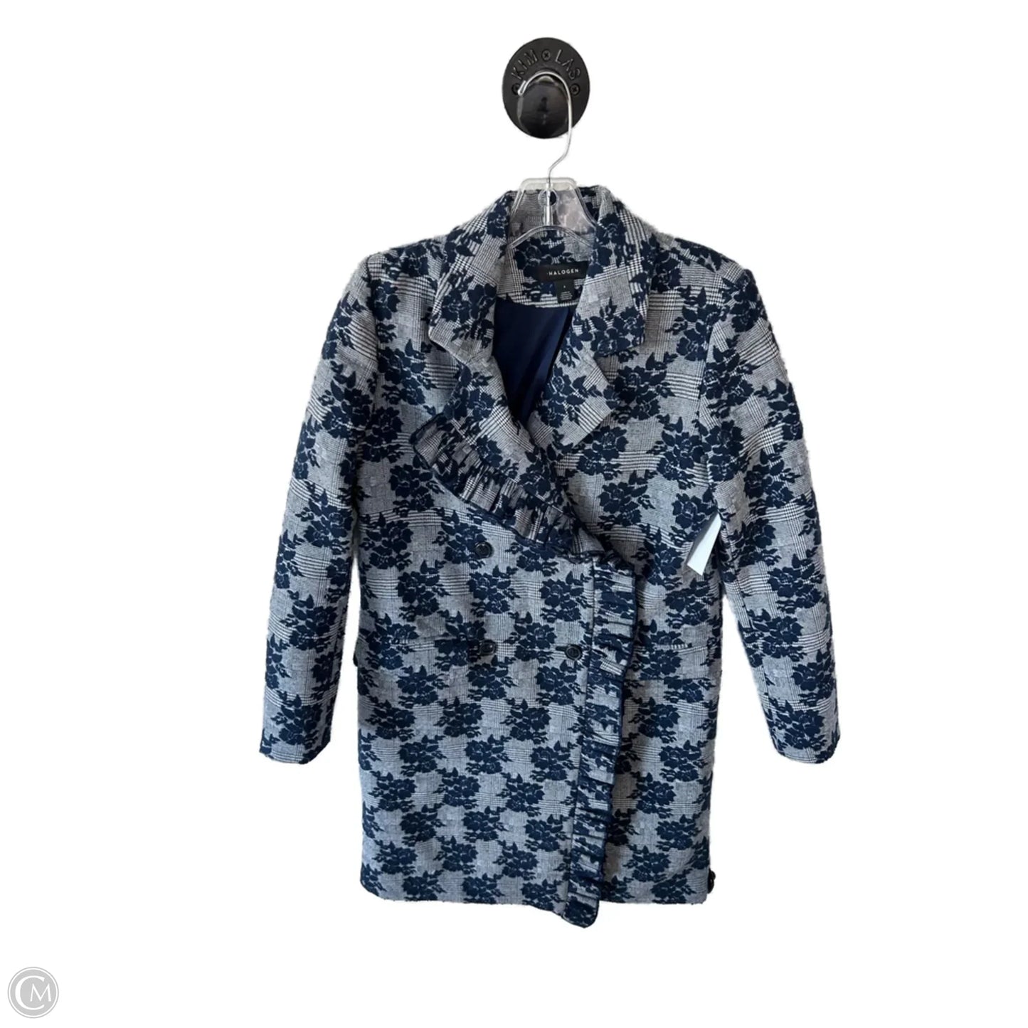 Coat Peacoat By Halogen In Blue & Grey, Size: S