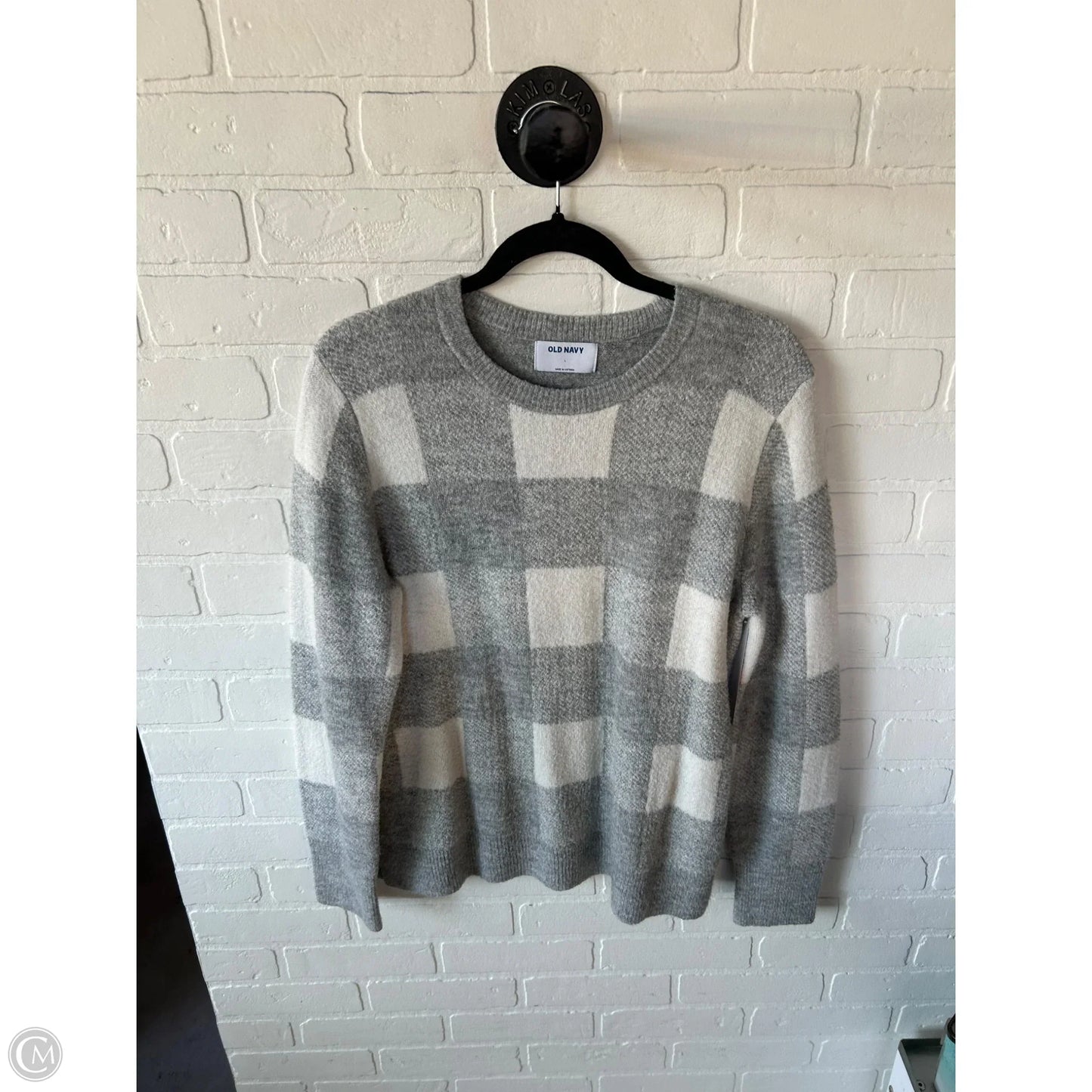 Sweater By Old Navy In Grey & White, Size: L