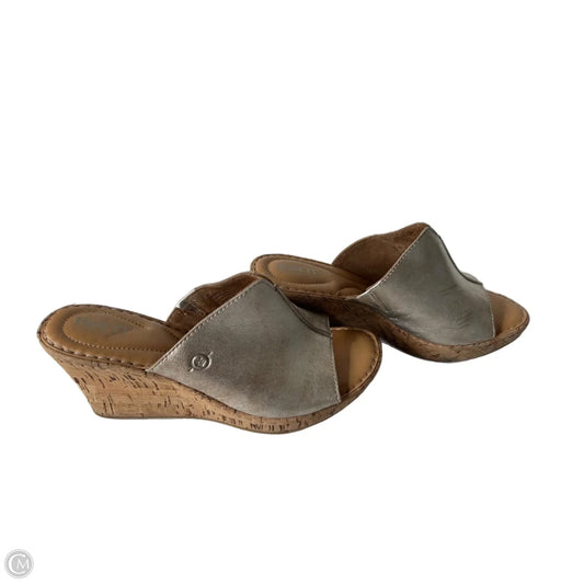 Sandals Heels Wedge By Born In Silver, Size: 8