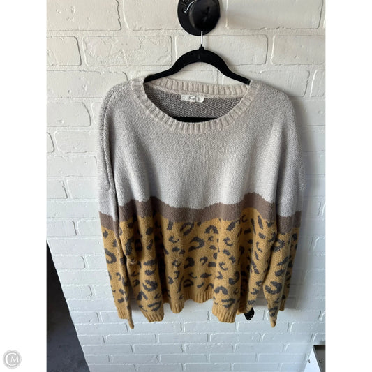 Sweater By Easel In Grey & Yellow, Size: 3x