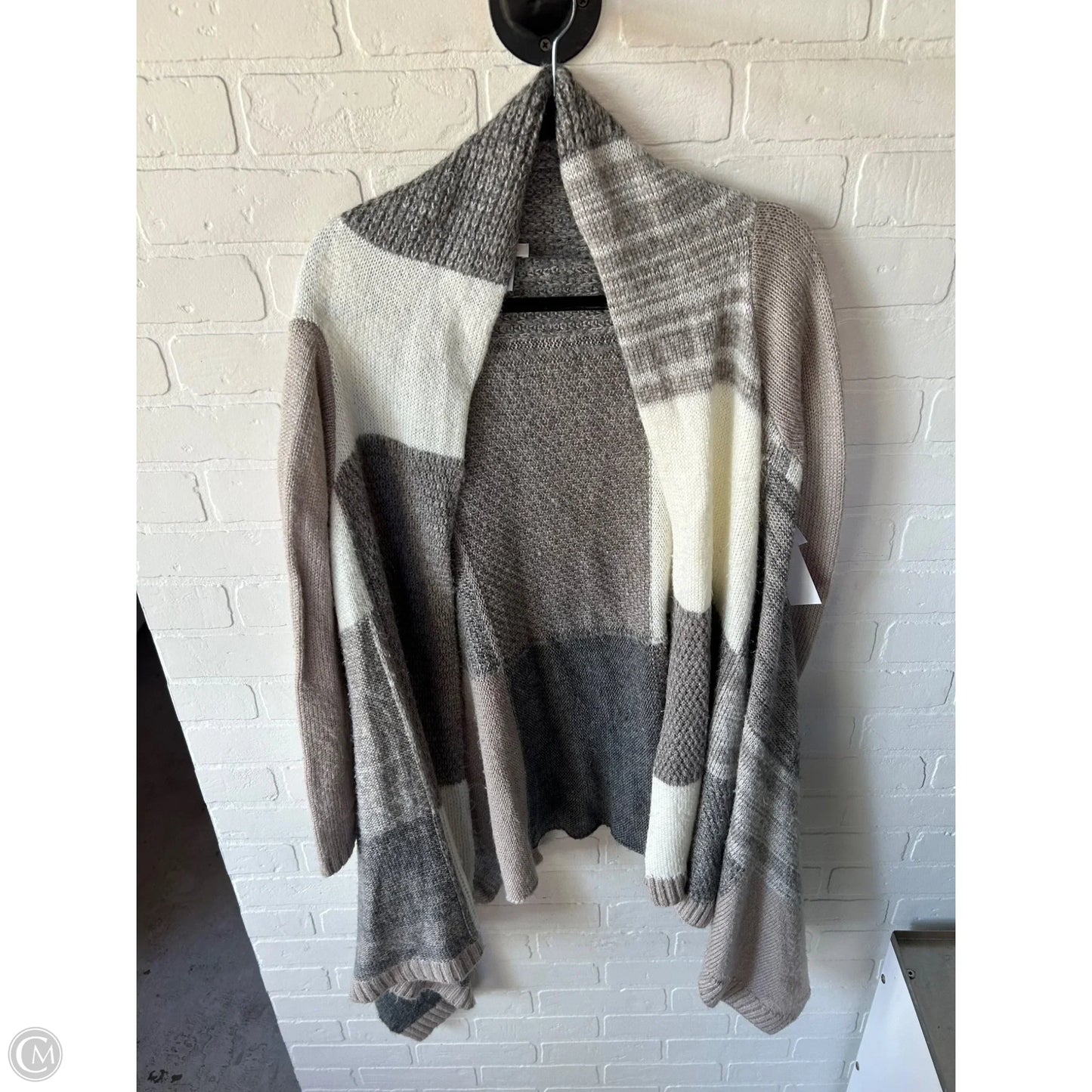 Sweater Cardigan By Chicos In Grey & Tan, Size: M