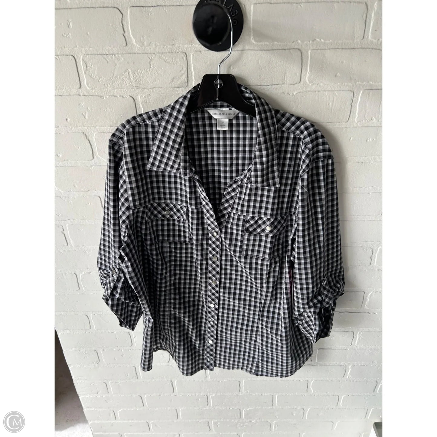 Top 3/4 Sleeve By Christopher And Banks In Black & White, Size: Xl