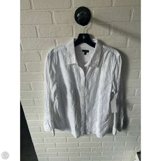 Top Long Sleeve By Talbots In White, Size: L