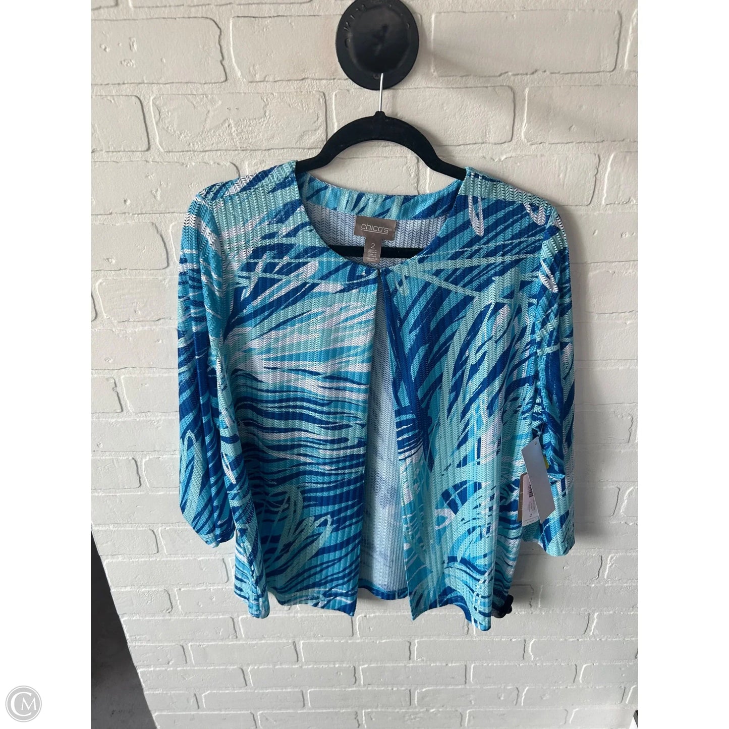 Cardigan By Chicos In Blue & White, Size: L