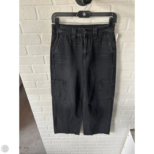Jeans Wide Leg By American Eagle In Black Denim, Size: 0