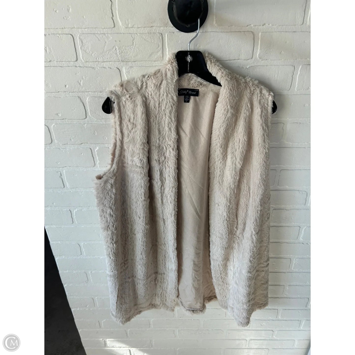 Vest Faux Fur & Sherpa By Slinky Brand In Tan, Size: L