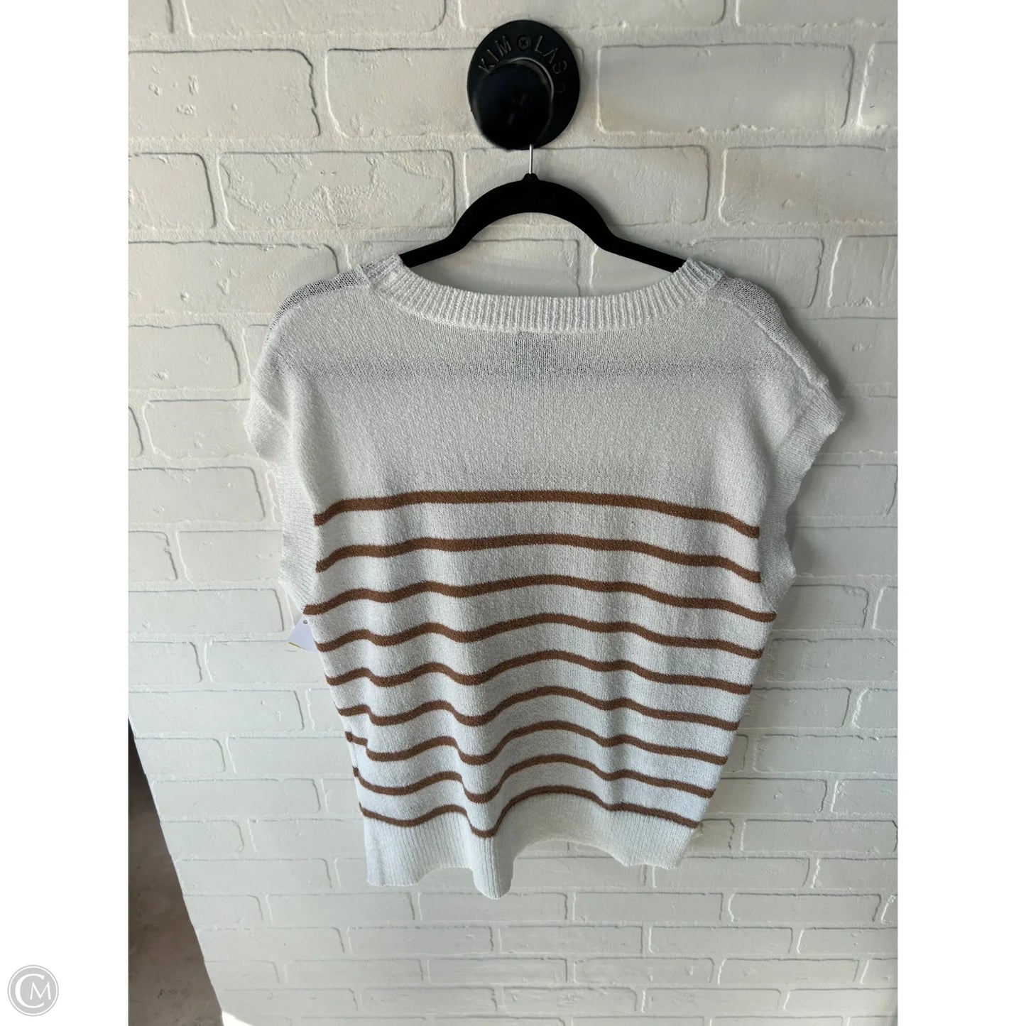 Vest Sweater By Bobeau In Tan & White, Size: L