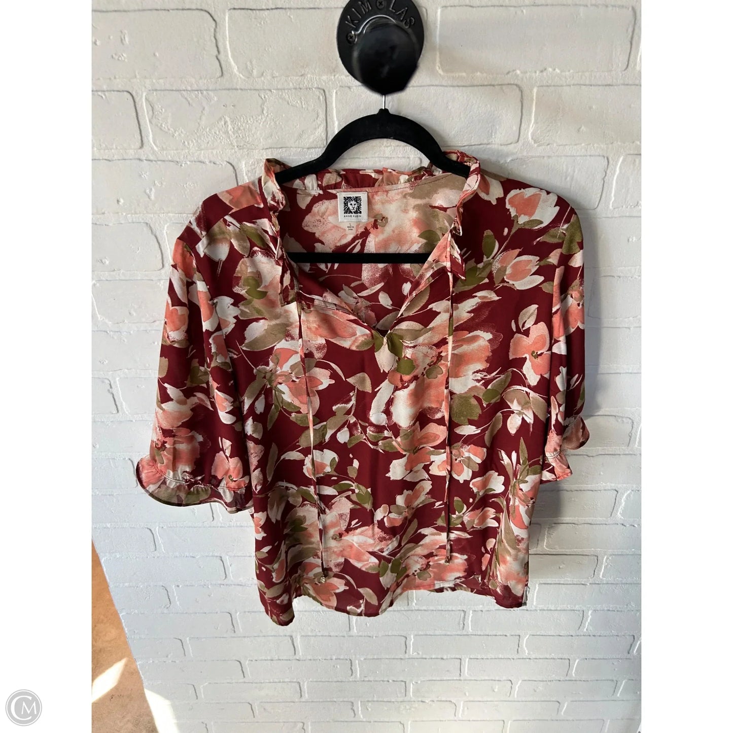 Top Short Sleeve By Anne Klein In Red, Size: L