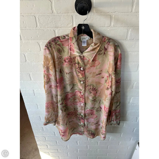 Tunic Long Sleeve By Coldwater Creek In Pink & Tan, Size: L