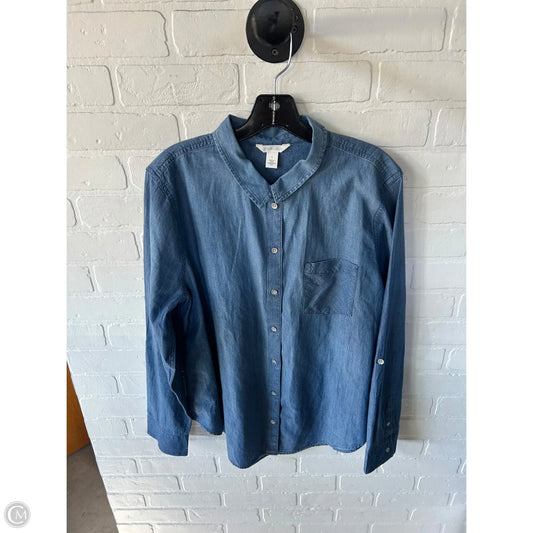 Top Long Sleeve By Caslon In Blue Denim, Size: L