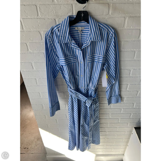 Dress Casual Midi By Free Assembly In Blue & White, Size: L