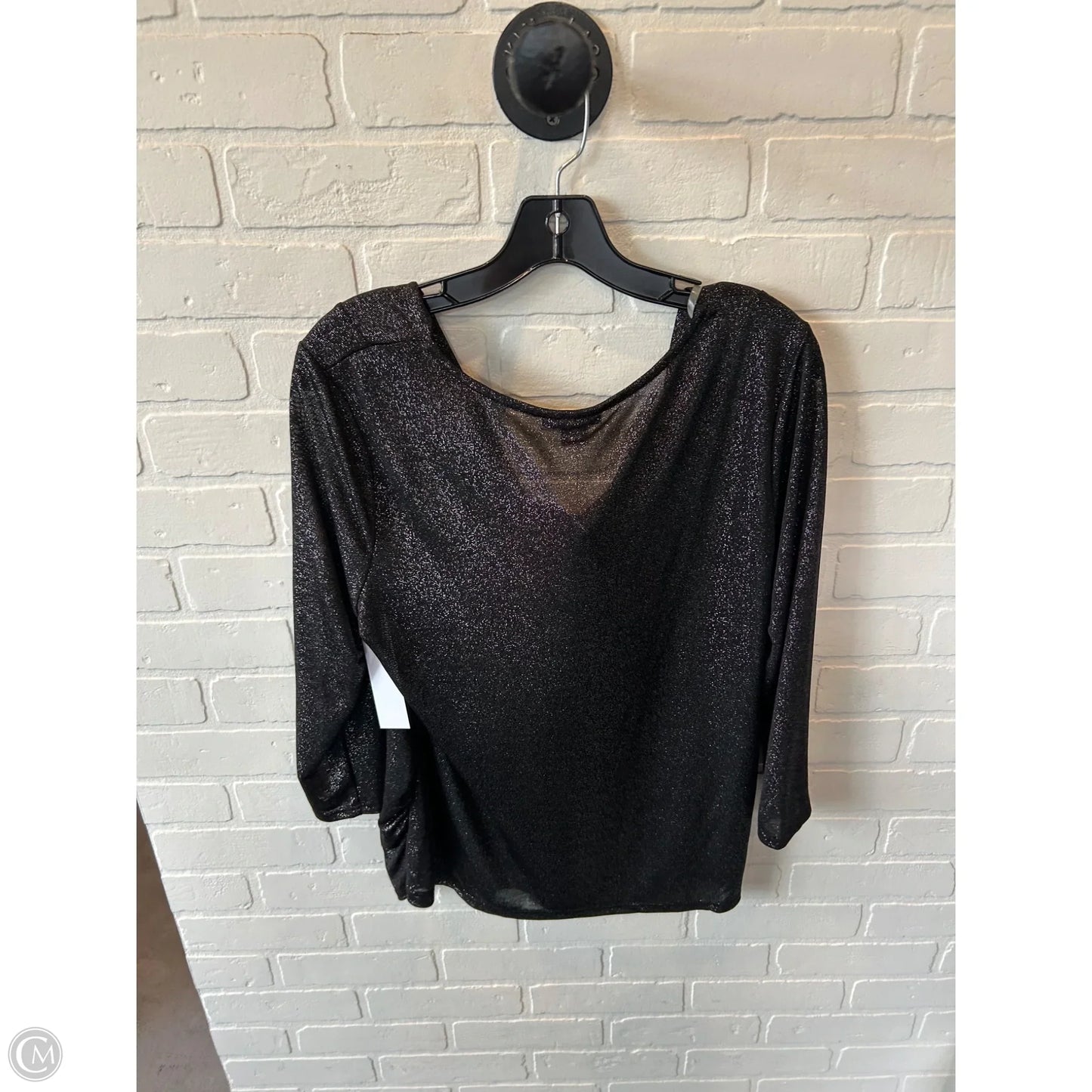 Top Long Sleeve By Beverly Drive In Black & Silver, Size: 1x
