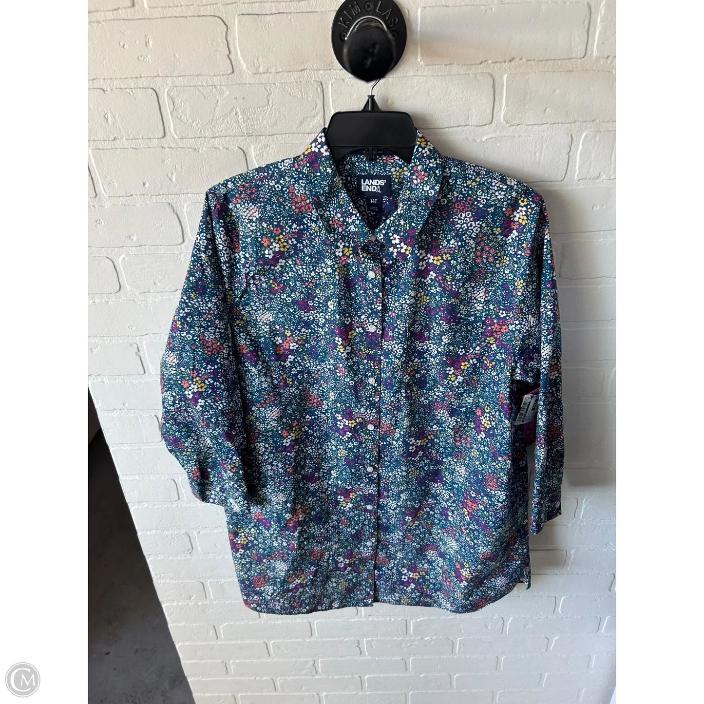 Top Long Sleeve By Lands End In Blue & Purple, Size: L