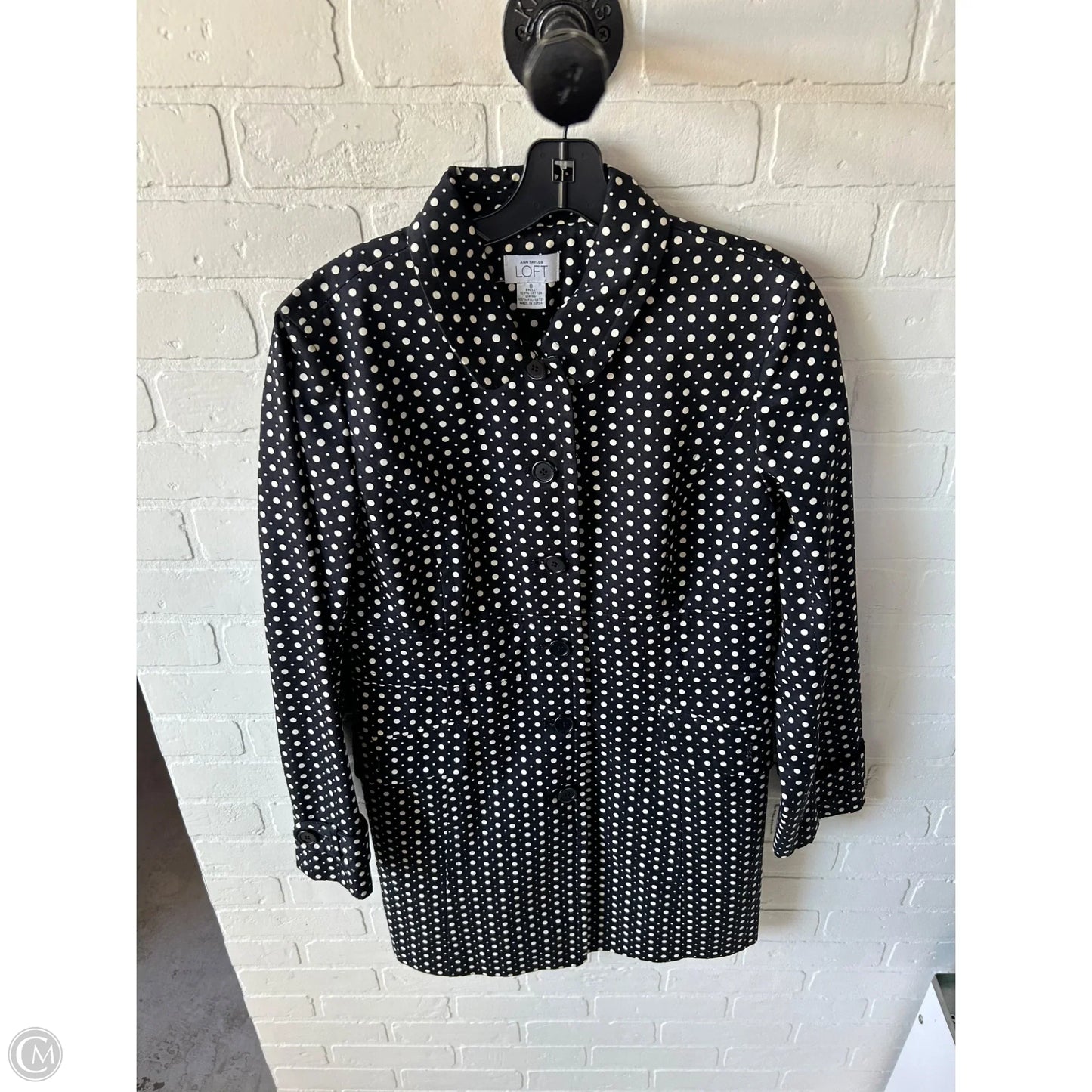 Coat Peacoat By Loft In Black & White, Size: M