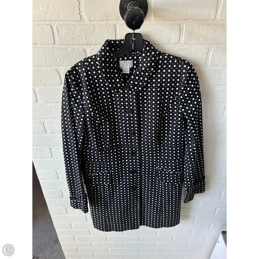 Coat Peacoat By Loft In Black & White, Size: M
