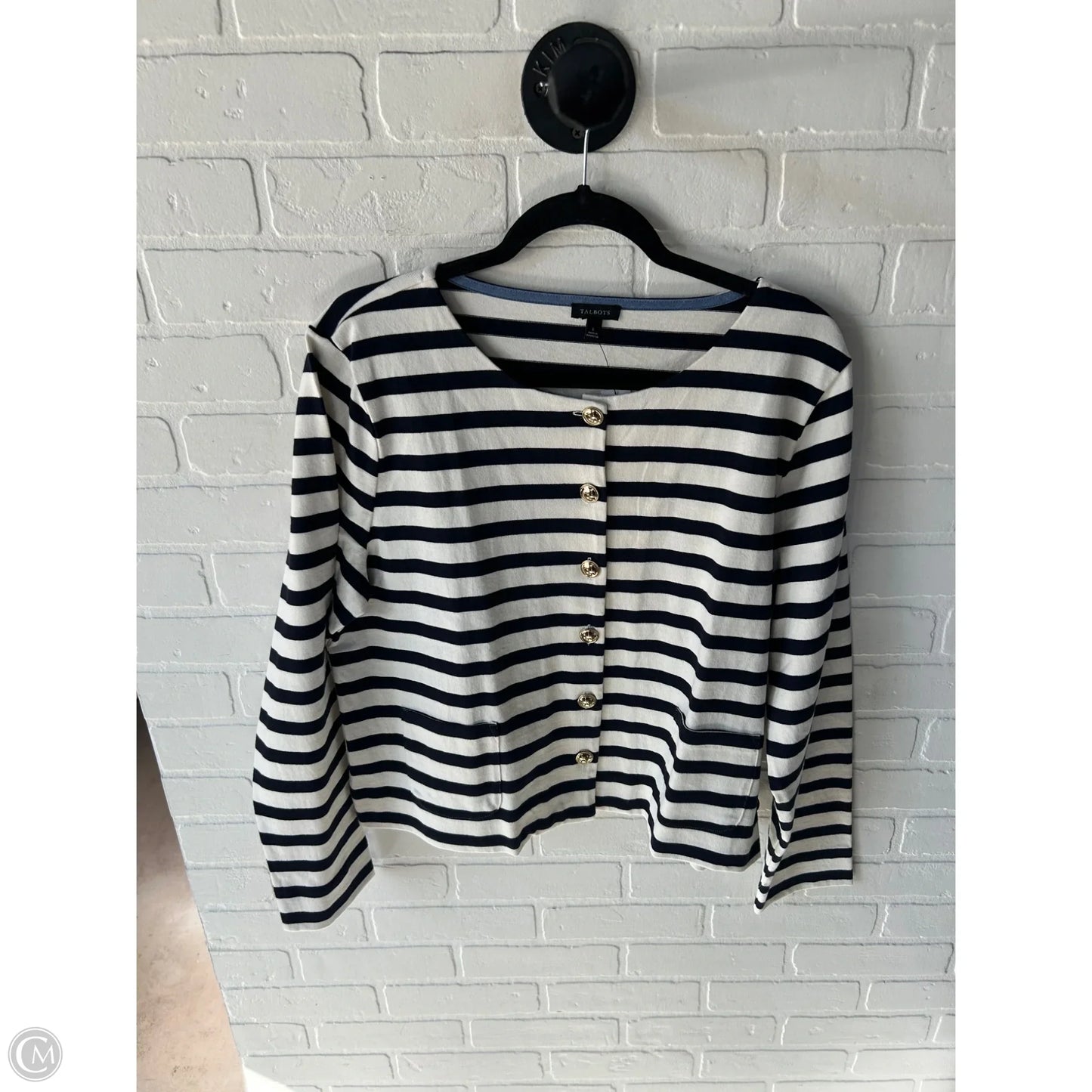 Cardigan By Talbots In Blue & White, Size: L