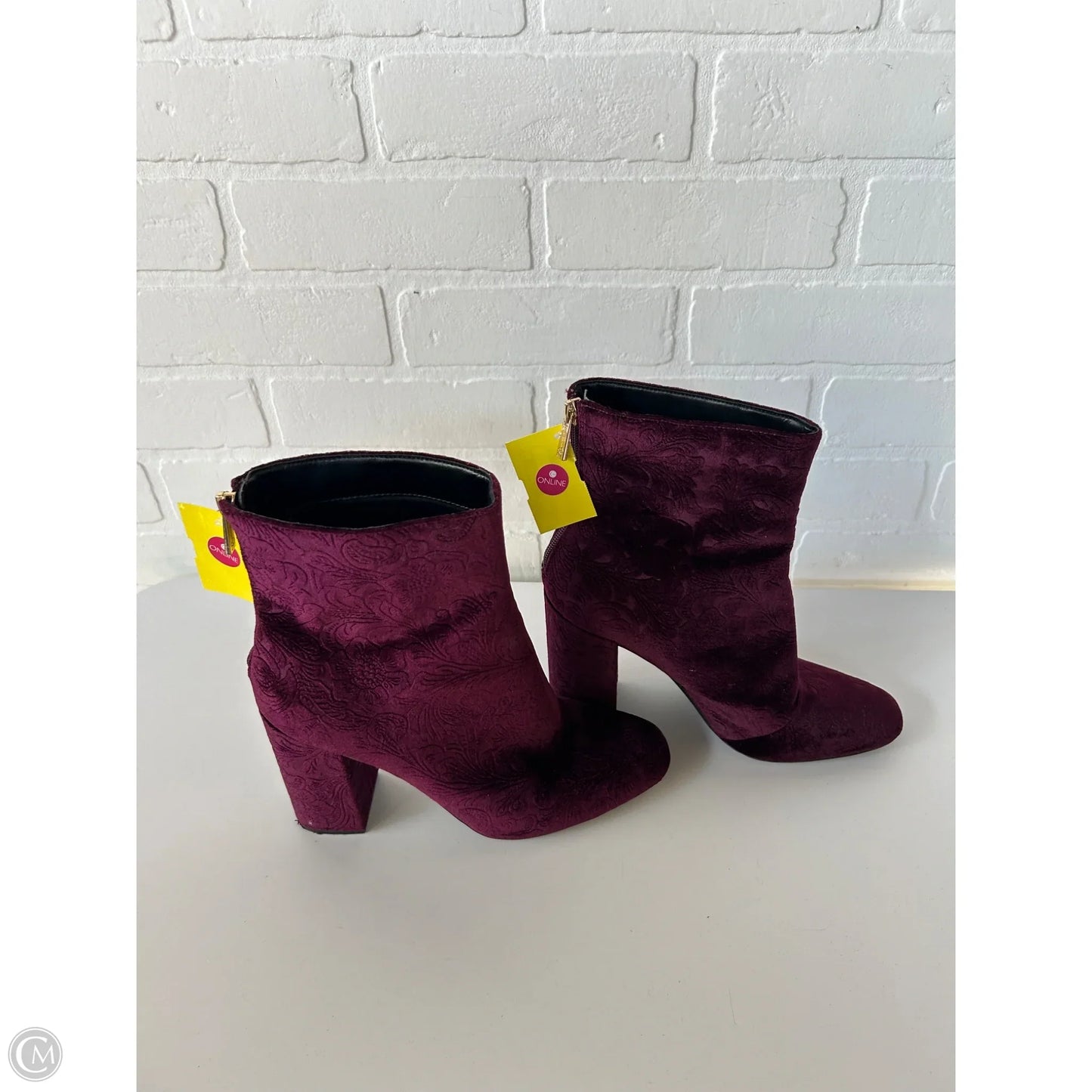 Boots Ankle Heels By Jessica Simpson In Maroon, Size: 8