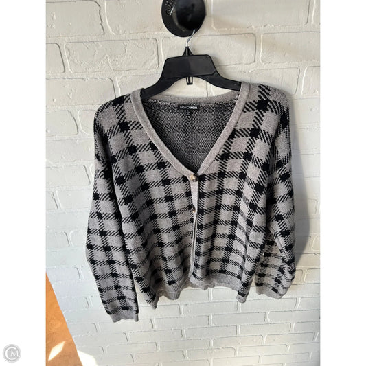 Sweater Cardigan By Fashion Nova In Black & Grey, Size: L